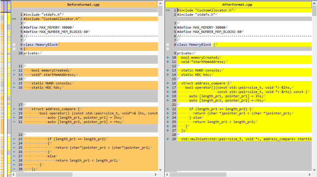 Clang Format File Diff